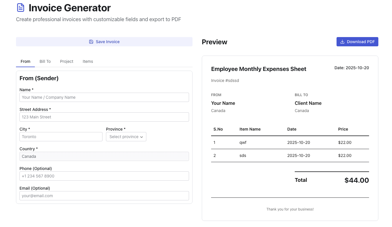 Easy Invoicify – Invoice Generator Web App